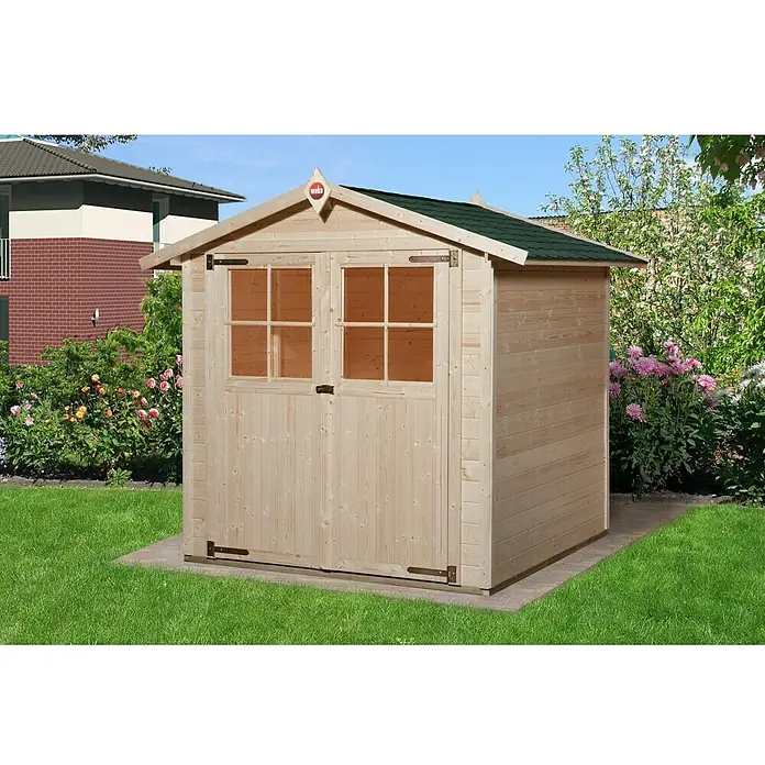 Weka Gerätehaus Classic - Außenbreite inkl. Dachüberstand: 240 cm, Außentiefe inkl. Dachüberstand: 217 cm, Holz, Natur - Stimmungsaufnahme