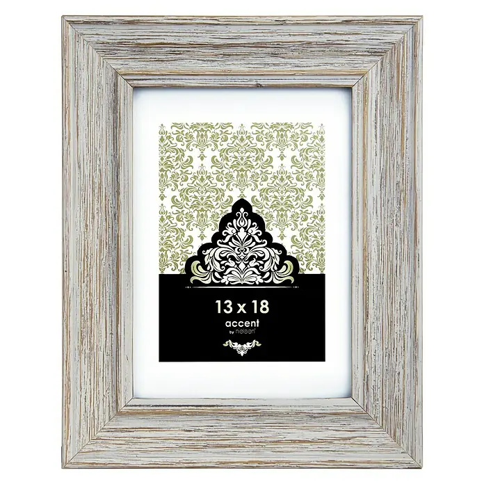 Accent Bilderrahmen Vintage - Weiß, 13 x 18 cm, Holz - Vorderansicht