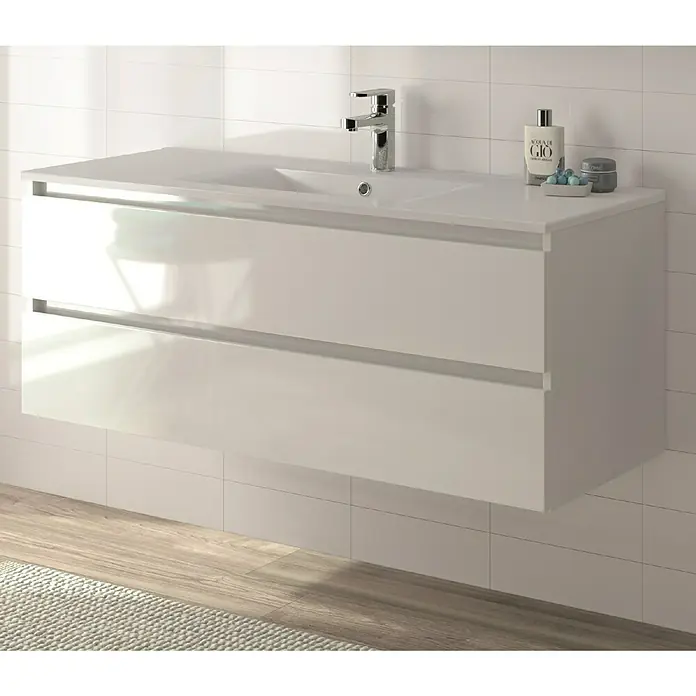 Allibert Badmöbel-Set Alma - 120 cm, 2 -tlg., Weiß, Seidenglanz