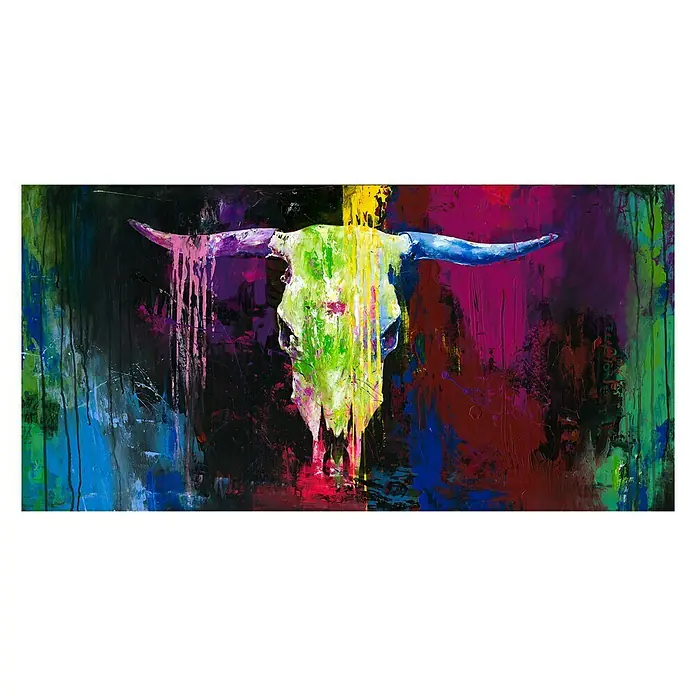 Handgemaltes Bild Handgemalt - Colourful Bull I, B x H: 120 x 60 cm - Vorderansicht