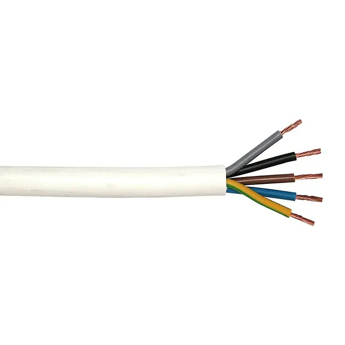Izolirani kabel - 10 m, Bijele boje - Pogled sprijeda