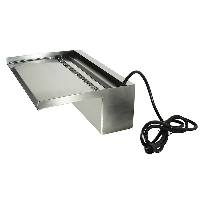 Ubbink Einbau-Wasserfall Niagara LED 90 Wall - 20 x 90 x 10 cm, Edelstahl, Leuchtmittel: LED - Linke Seitenansicht