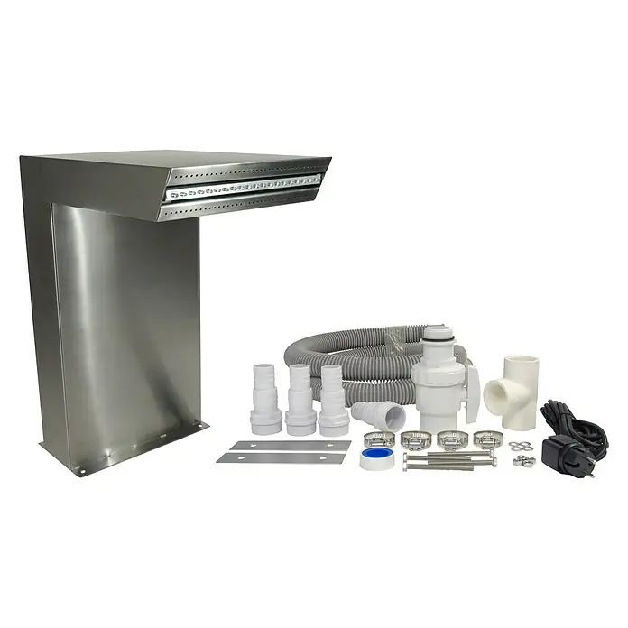 Ubbink Einbau-Wasserfall Straight - 42 x 30 x 54 cm, Edelstahl, Leuchtmittel: LED - Vorderansicht
