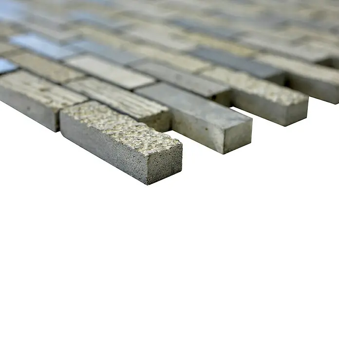 Mosaikfliese Brick Carving Mix XNC B49 - 30,5 x 30,5 cm, Grau, Matt - Detailaufnahme
