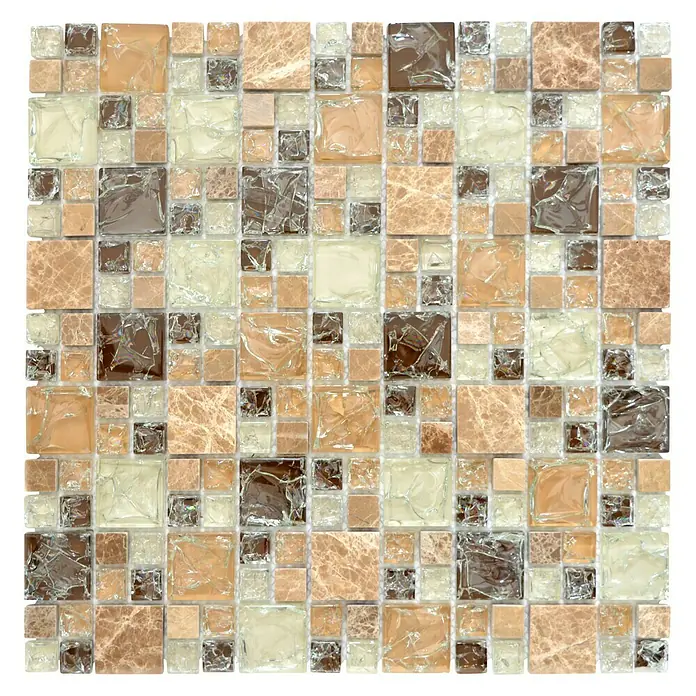 Mosaikfliese Crystal Mix XIC K1453 - 30,5 x 30,5 cm, Braun/Beige, Glänzend - Ansicht von oben