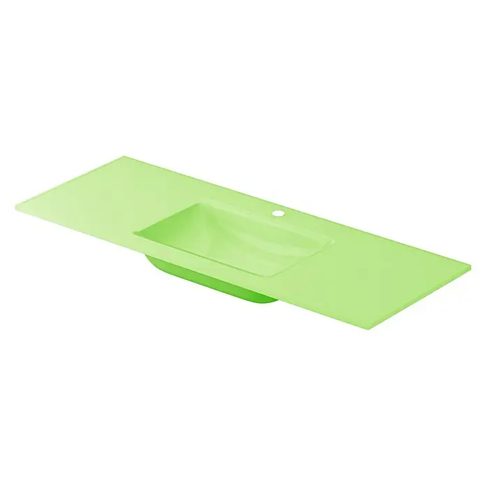 Lavabo Cristal - 121 x 46 cm, Orificios para grifo: Medio, Verde - Vista angular