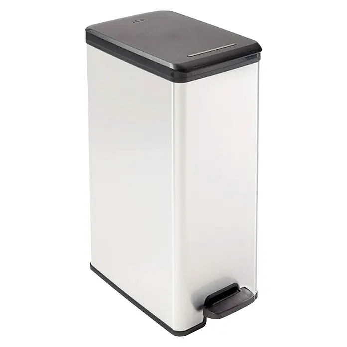 Cubo de la basura Slim bin - Negro/Gris, Rectangular, Plástico - Vista angular