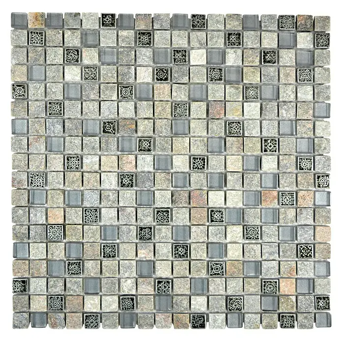 Mosaikfliese Quadrat Crystal Mix XCM M710 - 30 x 30 cm, Grau, Matt - Ansicht von oben
