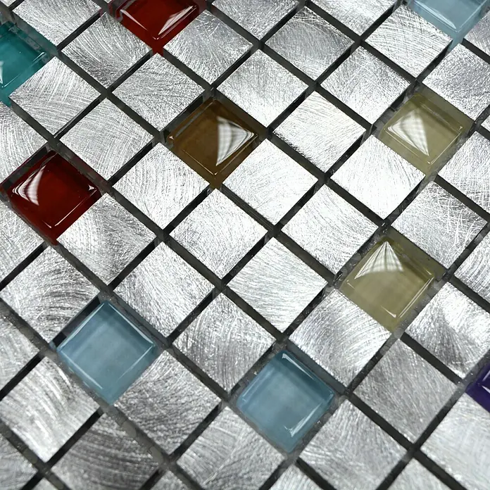 Mosaikfliese Quadrat ALF A702 - 30 x 30 cm, Silber, Matt - Detailaufnahme