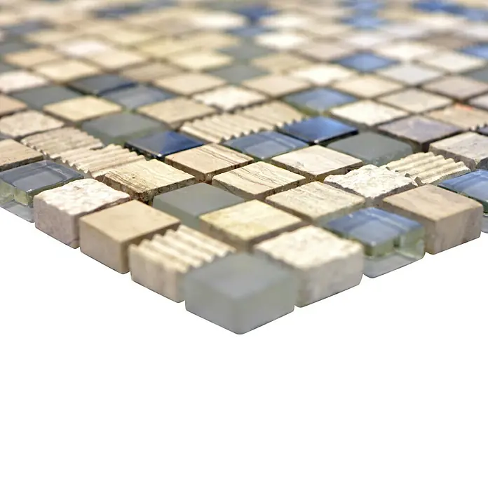 Mosaikfliese Quadrat Crystal Mix XCM HQ10 - 30,5 x 30,5 cm, Grau/Silber, Matt - Detailaufnahme