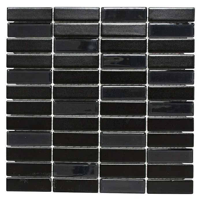 Mosaikfliese Stäbchen Mix ST 365 - 29,7 x 29 cm, Schwarz, Matt - Ansicht von oben