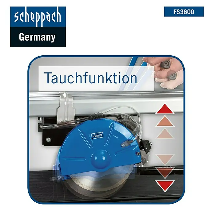 Scheppach Fliesenschneider FS3600 - 900 W, Schnitttiefe: 0 mm - 36 mm - Vorderansicht