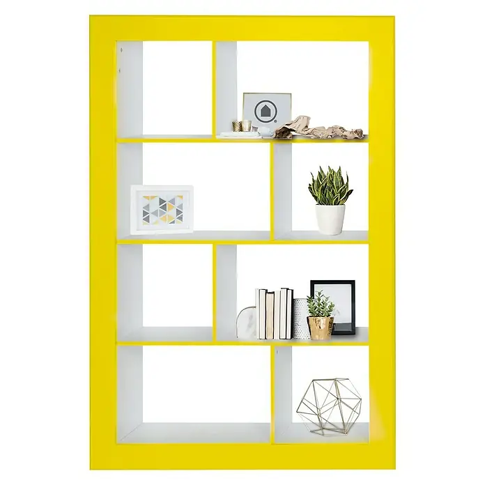 Phönix Regal Frame - L x B x H: 31,5 x 108,8 x 158,8 cm, Weiß/Gelb, Traglast: 5 kg/Boden - Vorderansicht
