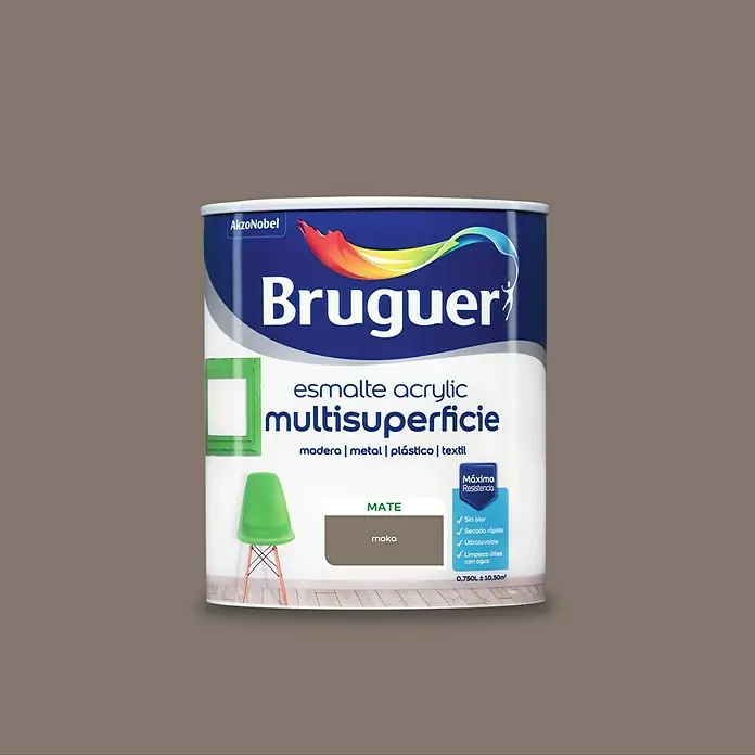 Bruguer Esmalte de color Acrylic Multisuperficie - Mocca, 750 ml, Mate