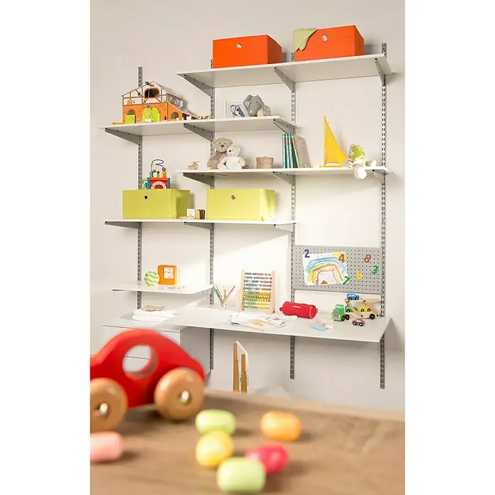 Phönix Wandregal-Set Staxx Garage - L x B x H: 62 x 65 x 223,6 cm, Traglast: 20 kg/Boden, Weiß/Silber - Stimmungsaufnahme
