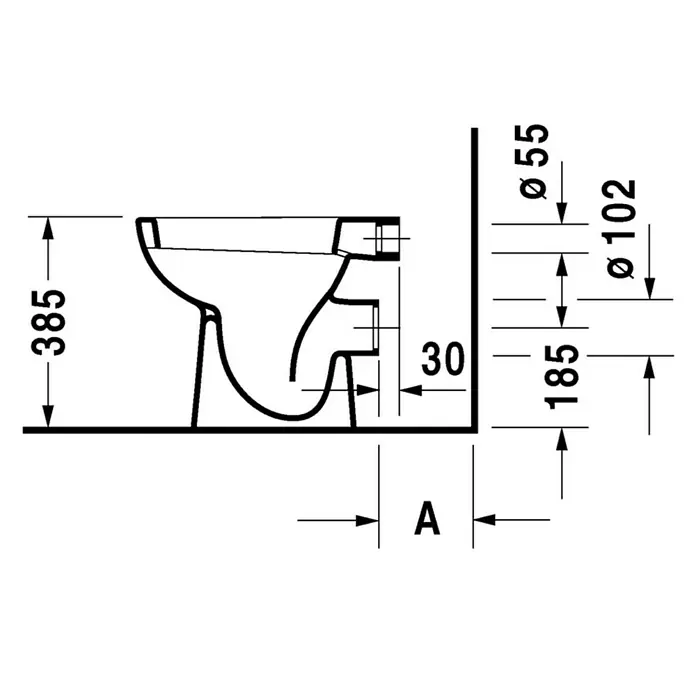 Duravit D-Code Stand-WC - Mit Spülrand, Ohne Spezialglasur, Spülform: Tief, WC Abgang: Waagerecht, Weiß