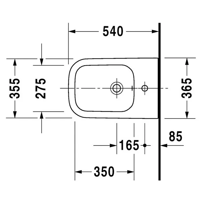 Duravit Happy D.2 Wand-Bidet - Ohne Spezialglasur, Keramik, Weiß
