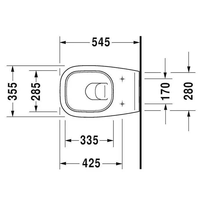 Duravit D-Code Wand-WC - Mit Spülrand, Ohne Spezialglasur, Spülform: Tief, WC Abgang: Waagerecht, Weiß
