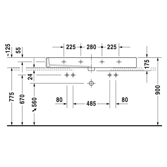 Duravit Vero Doppelwaschtisch - 120 x 47 cm, Mit schmutzabweisender Glasur, Hahnloch: Mitte, Mit Überlauf, Weiß, Geschliffen