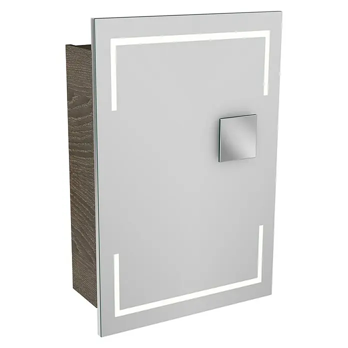 Camargue Stella LED-Spiegelschrank - B x H: 51 x 73,7 cm, Anschlag: Rechts, Mit eckigen Kanten, Spanplatte, Eiche Maron - Linke Seitenansicht