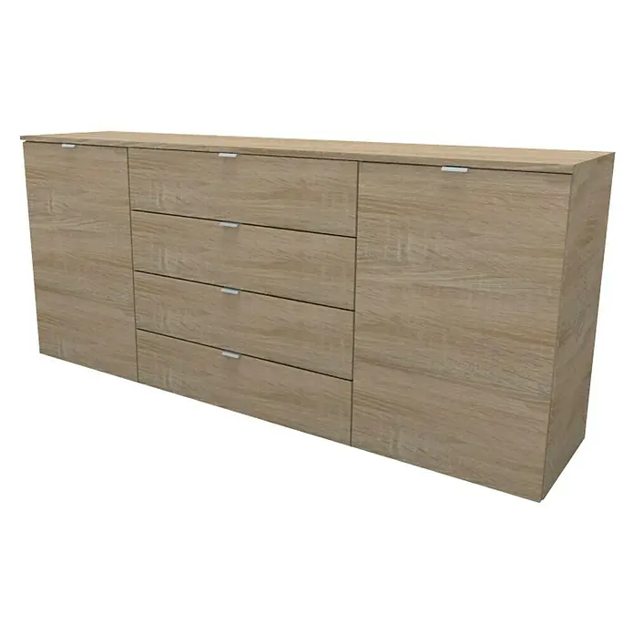 Express Möbel Sideboard Carina - L x B x H: 42 x 180 x 80 cm, Sonoma Eiche, Anzahl Schubladen: 4 Stk., Mit 2 Türen - Linke Seitenansicht
