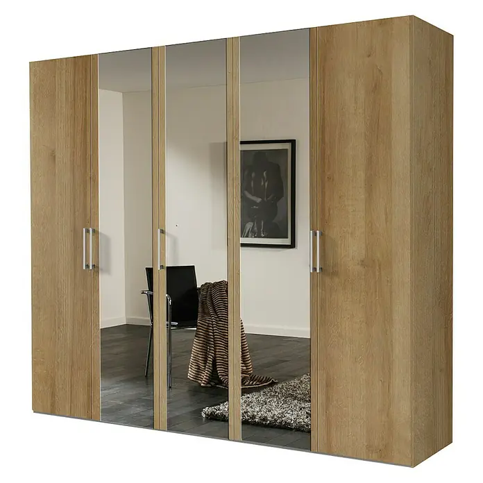 Express Möbel Drehtürschrank Brooklyn - L x B x H: 58 x 250 x 216 cm, Riviera Eiche, 3 Spiegel - Rechte Seitenansicht