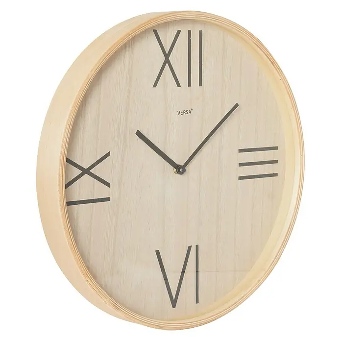 Reloj de pared redondo madera - Marrón, Diámetro: 40 cm