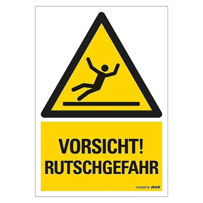 Pickup Warnschild - L x B: 23 x 33 cm, Rutschgefahr - Draufsicht
