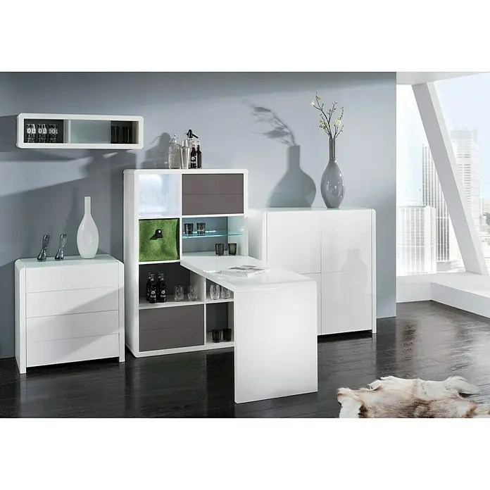 Phönix Atlanta Kommode - L x B x H: 45 x 78,5 x 78,8 cm, Weiß, Ohne Tür, Anzahl Schubladen: 4 Stk. - Stimmungsaufnahme