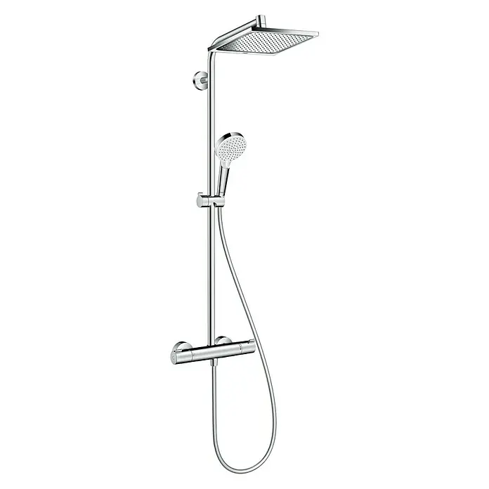 Hansgrohe Crometta Duschsystem E 240 - Mit Thermostatarmatur, Lochabstand: 103,4 cm, Anzahl Strahlarten: 2 Stk., Chrom