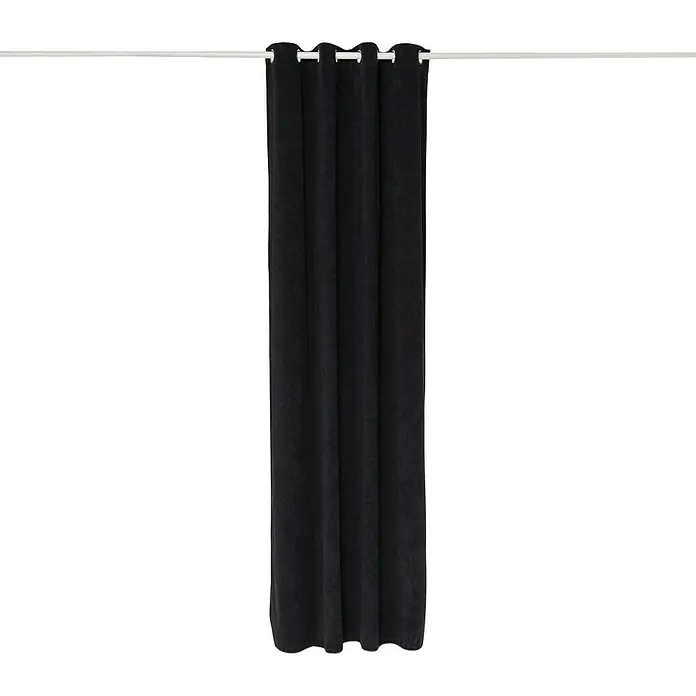 Cortina con ollaos Derby - 140 x 270 cm, 100% poliéster, Negro