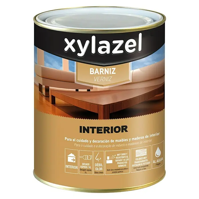 Xylazel Barniz interior al agua - Incoloro, 750 ml, Brillante