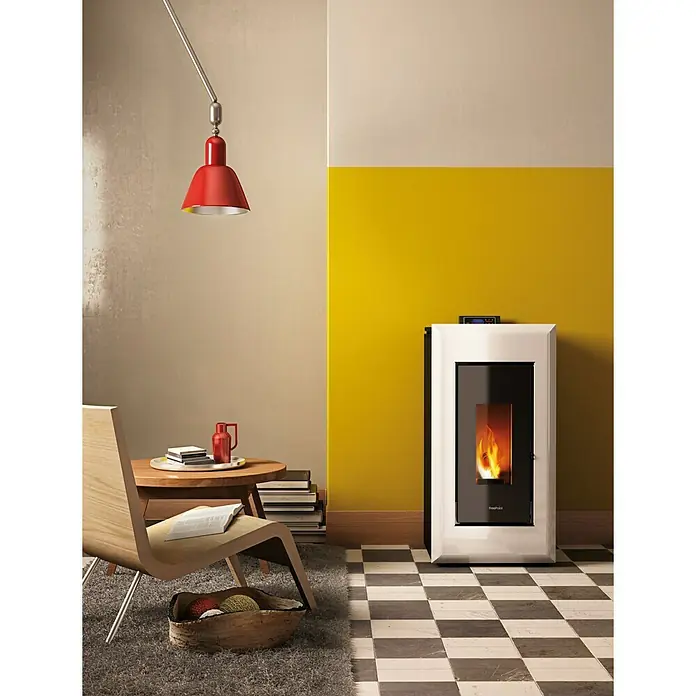 FreePoint Pelletofen Vega Airtight - 2,8 kW - 10,5 kW, Raumheizvermögen: 252 m³, Schwarz/Weiß