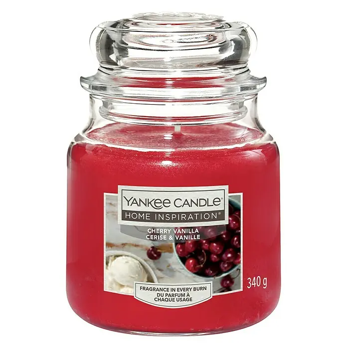 Yankee Candle Home Inspirations Duftkerze Classic - Im Glas, Cherry Vanilla, Medium - Vorderansicht