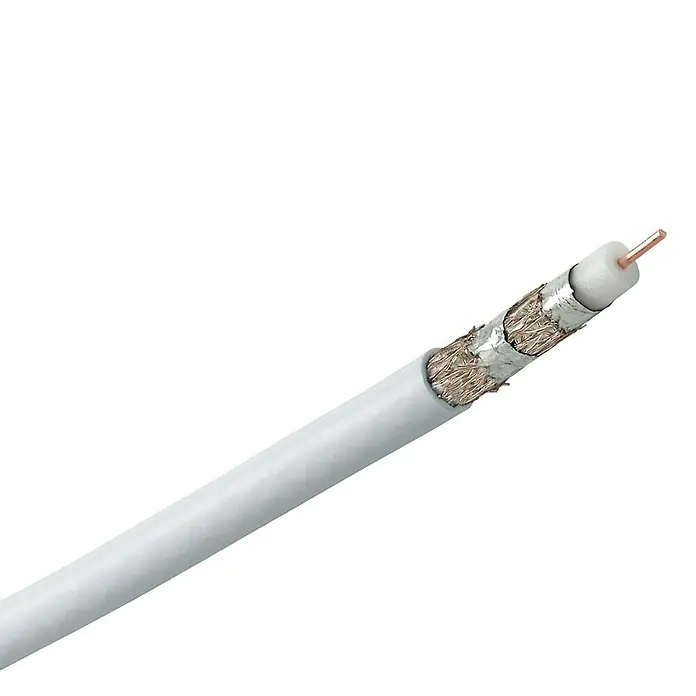 Koaxialkabel - 25 m, Weiß, 120 dB, 4-fach geschirmt - Vorderansicht