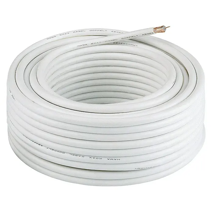 Koaxialkabel - 25 m, Weiß, 120 dB, 4-fach geschirmt - Vorderansicht