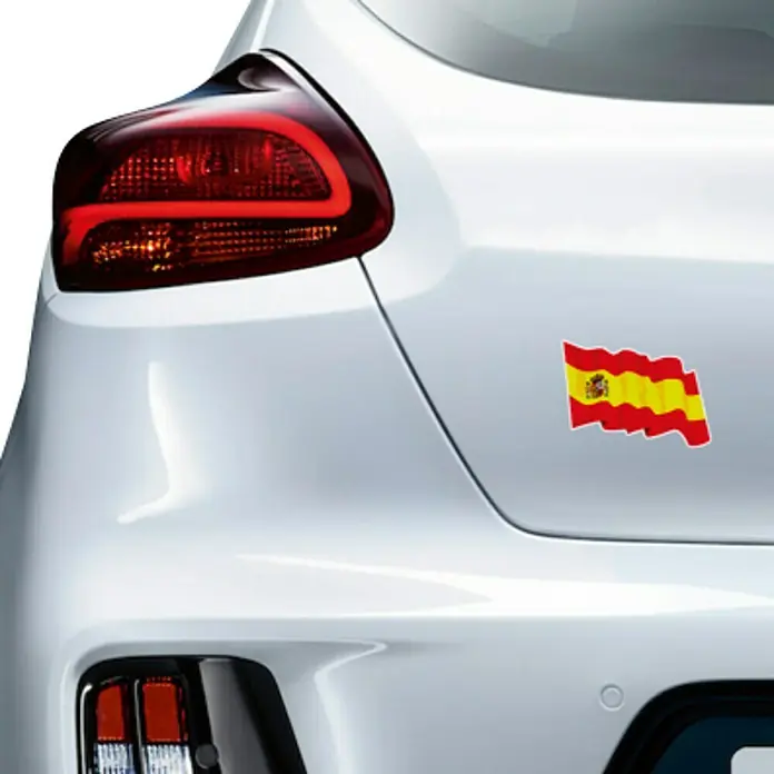 Etiqueta adhesiva ondeante España - Bandera - Producto en uso