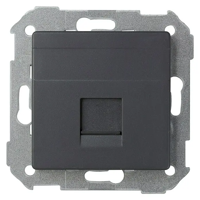 Simon 82 Tapa para mecanismo teléfono - Negro, 1 canal, Aluminio, En pared