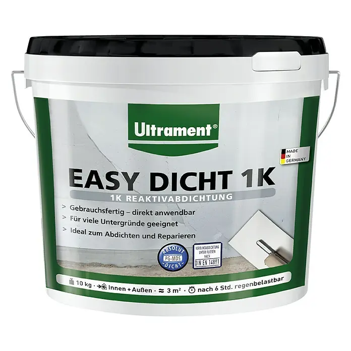 Ultrament Reaktivabdichtung Easy Dicht - 10 kg, 1-komponentig, Bitumenfrei - Vorderansicht