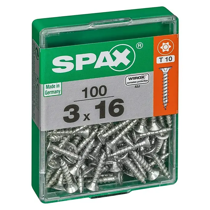 Spax Universalschraube T-Star plus - Ø x L: 3 x 16 mm, WIROX Oberfläche, T-Star plus, 100 Stk. - Linke Seitenansicht