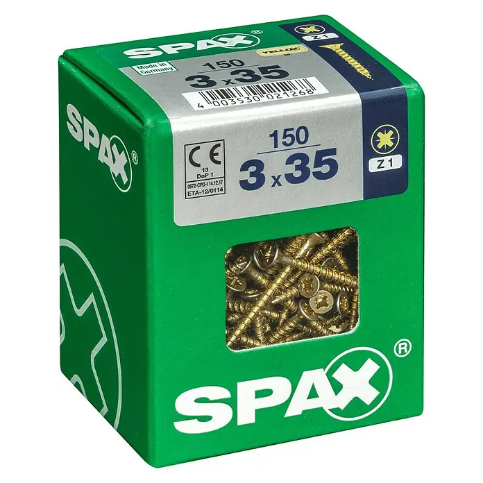 Spax - 3 x 35 mm, Puni navoj, 150 kom - Pogled s lijeve strane