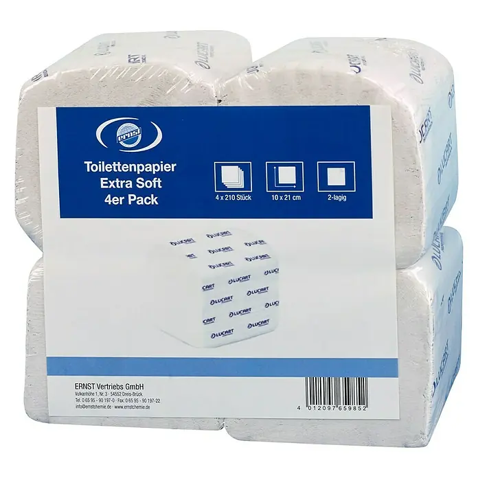 Ernst Toilettenpapier Extra Soft - 4 Stk., Anzahl Lagen: 2 Stk., 210 Stk., Passend für: Lucart Toilettenpapierspender - Vorderansicht