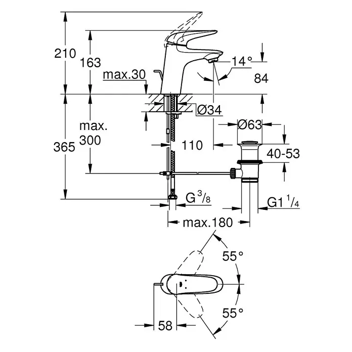 Grohe Eurostyle Solid Waschtischarmatur S-Size - Weiß