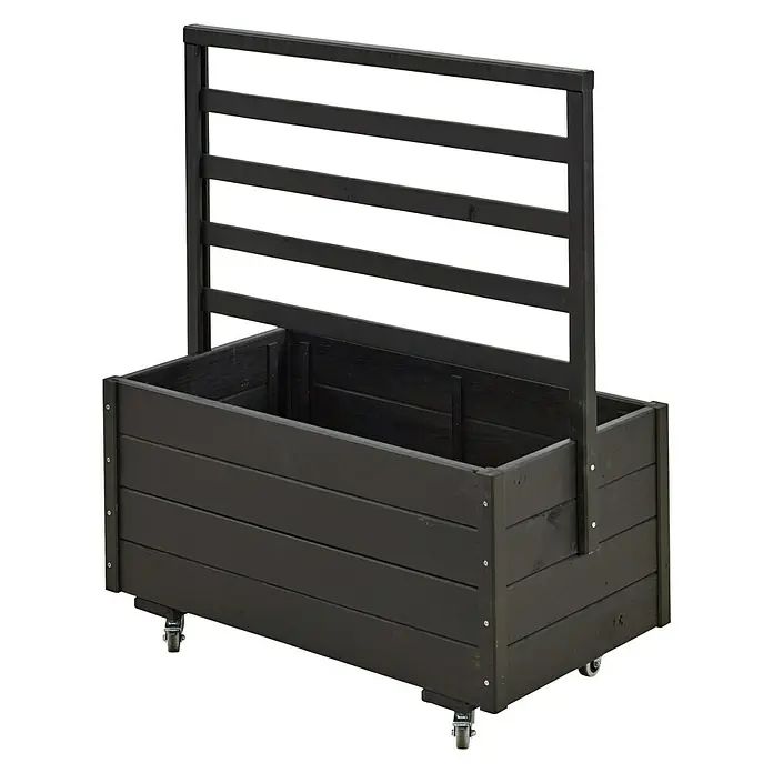 Plus Pflanzkasten - L x B x H: 88 x 48 x 105 cm, Schwarz, Mit Rankgitter - Linke Seitenansicht