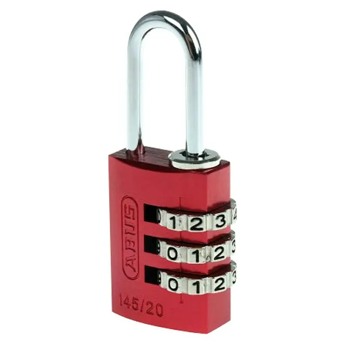 Abus Candado con combinación 145/20 - An x L: 22,5 x 82,5 mm, Aluminio, Número de dígitos en combinación: 3 ud., Rojo