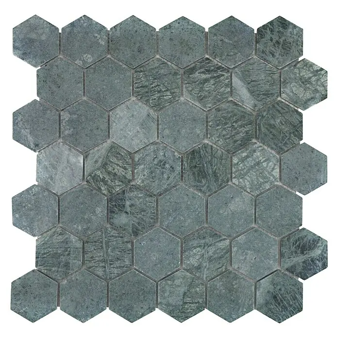 Mosaikfliese Hexagon Uni MOS HXN 407 - 29,8 x 30,5 cm, Grün, Matt - Ansicht von oben
