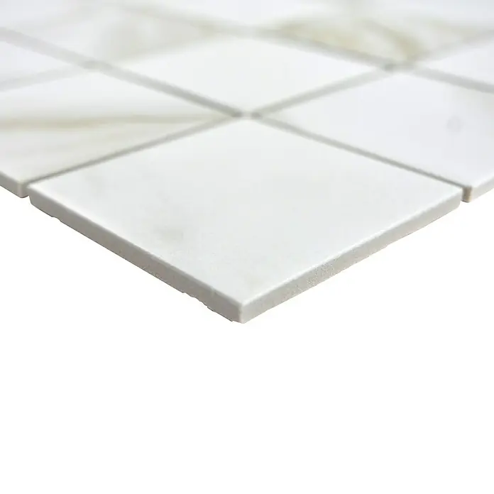 Mosaikfliese Quadrat Calacatta CIM Q73 CT - 30,6 x 30,6 cm, Braun/Beige/Weiß, Matt - Detailaufnahme