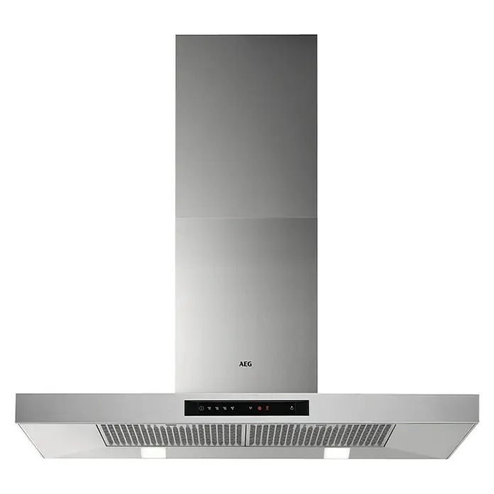 AEG Campana decorativa DBB5960HM - Ancho: 89,8 cm, Potencia de aire máx.: 352 m³/h en funcionamiento normal, Acero inoxidable