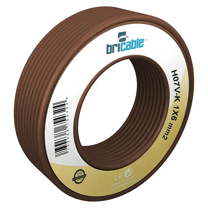 Bricable Cable unipolar Fase - H07V-K1x6, 10 m, Marrón
