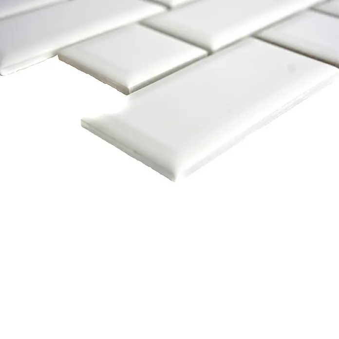 Mosaikfliese Metro Uni CG M08WM - 29,4 x 29,1 cm, Weiß, Glänzend - Detailaufnahme